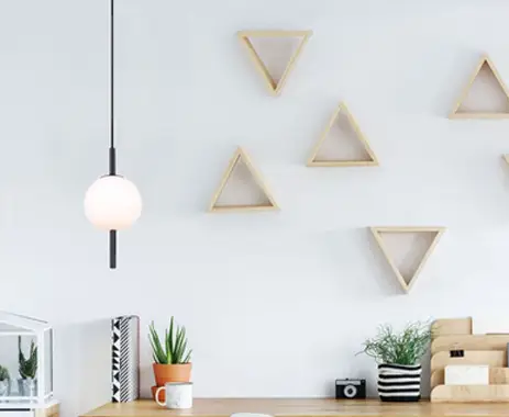 Mini pendant light above desk