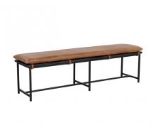 Sunpan 109404 - ZANCOR BENCH - GUNMETAL - TAN LEATHER