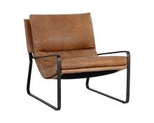 Sunpan 109559 - ZANCOR LOUNGE CHAIR - GUNMETAL - TAN LEATHER