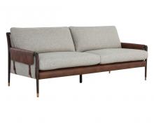 Sunpan 110574 - MAUTI SOFA - BROWN - VAULT FOG / BRAVO COGNAC