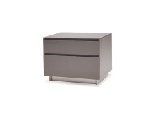 Mobital NIG-SAVV-LIGR- - SAVVY    Night Table 2-Drawer Light Grey High Gloss / Glass Top / Soft Closing Drawers