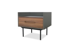Mobital NIG-SLAT-WALN-PCBLA - SLATER    Side Table  Walnut Front/Slate Grey Ceramic Top,  Black Powder Coated Steel