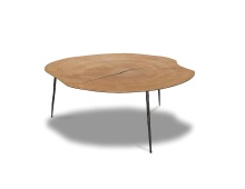Mobital WCO-OAKL-OAK9-LOW99 - OAKLEY    Low  Coffee Table Natural Oak Veneer on Metal Black Hammered Iron Legs