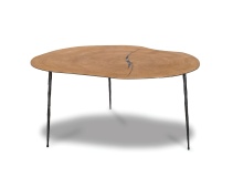Mobital WCO-OAKL-OAK9-TALL9 - OAKLEY    Tall  Coffee Table Natural Oak Veneer on Metal Black Hammered Iron Legs