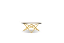 Mobital WCO-QUAS-AASH- - QUASAR    Round  Coffee Table Clear Glass Solid American Ash Natural Stain Base