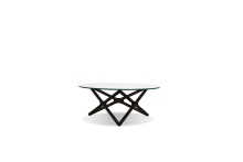 Mobital WCO-QUAS-BBEE- - QUASAR    Round  Coffee Table Clear Glass Solid Ash Stained Black Base