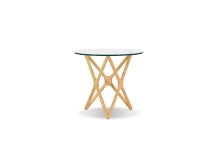 Mobital WEN-QUAS-AASH-LOW9 - QUASAR    Low  End Table  Clear Glass Solid American Ash Natural Stain Base