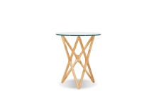 Mobital WEN-QUAS-AASH-TALL9 - QUASAR    Tall  End Table  Clear Glass Solid American Ash Natural Stain Base