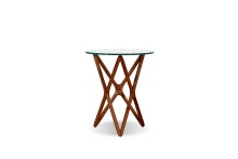 Mobital WEN-QUAS-ASHW-TALL9 - QUASAR    Tall  End Table  Clear Glass Solid Ash Stained Walnut Base