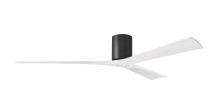  IR3H-BK-MWH-72 - Irene-3H three-blade flush mount paddle fan in Matte Black finish with 72” solid matte white woo