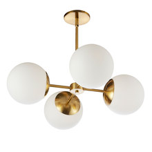  DAY-244C-AGB - 4LT Chandelier,  AGB w/ WH Opal Glass