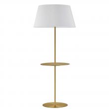  GTC-R641F-AGB-WH - 1 Light Incandescent Round Base Floor with Shelf Aged Brass with White Shade