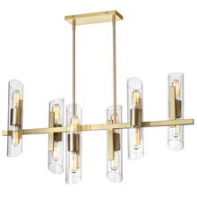  SAM-4012HC-AGB - 12LT Horiz Chandelier, AGB w/ Clear Fluted Glass