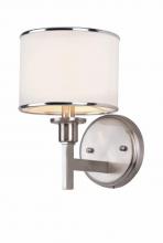  1051 BN - 1LT SCONCE- WHITE FABRIC SHADE