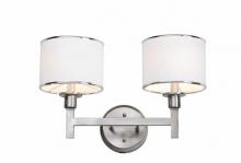  1052 BN - 2LT SCONCE- WHITE FABRIC SHADE