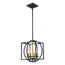  11184 AG-BK - Arzio 4-Light Two-Tone Cage Chandelier