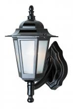  4055 BK - Alexander Outdoor 1-Light Frosted Glass and Metal Lantern with Scalloped Edge Wall Mount Plate