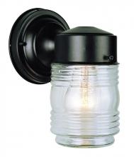  4900 BK - Quinn 1-Light Classic Glass Jar Shade Outdoor Wall Light