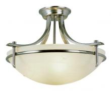  8172 BN - Vitalian Collection, Metal Trimmed Glass Bowl, Indoor Semi Flush Ceiling Light