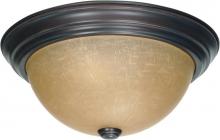  60/1256 - 2 Light - 13" Flush with Champagne Linen Washed Glass - Mahogany Bronze Finish