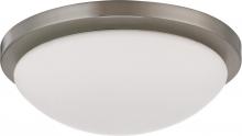  60/2941 - 1-Light Dome Flush Mount Lighting Fixture in Brushed Nickel Finish with White Glass and (1) 18W GU24