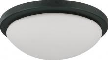  60/2942 - 1-Light Dome Flush Mount Lighting Fixture in Aged Bronze Finish with White Glass and (1) 18W GU24