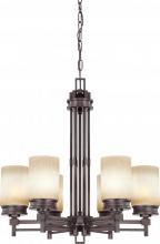  60/4605 - Wright - 6 Light Chandelier w/ Amaretto Glass