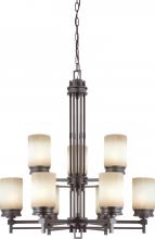  60/4609 - Wright - 9 Light Chandelier w/ Amaretto Glass