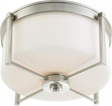  60/4712 - 3-Light Flush Mount Ceiling Light in Brushed Nickel Finish with White Satin Glass