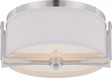 Nuvo 60/4761 - Gemini - 2 Light Flush Dome with Slate Gray Fabric Shade - Brushed Nickel Finish