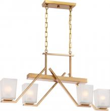  60/5083 - Timone - 4 Light Trestle with Etched Sandstone Glass; Vintage Brass Finish