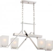  60/5093 - Timone - 4 Light Trestle with Etched Sandstone Glass; Polished Nickel Finish