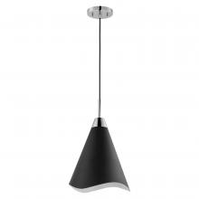  60/7475 - Tango; 1 Light; Medium Pendant; Matte Black with Polished Nickel