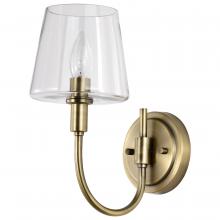  60/7881 - Brookside 1 Light Sconce; Vintage Brass Finish; Clear Glass