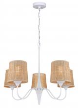  ICH2194B05WH - MWH Color, 5 Lt Chain Chandelier, Natural Rattan, 60W Type A, 27inch W x 23inch H