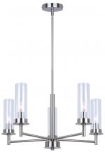  ICH1205A05BN - BENSON, ICH1205A05BN, 5Lt Rod Chandelier, Clear Glass, 60W Type C, 23inch W x 20.625 - 62.625inch H