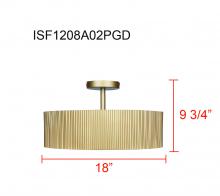  ISF1208A02PGD - 2 Lt Semi-Flush, Acylic, 15W LED-A19 Bulb (Not included), 18inch W x 9.75inch H