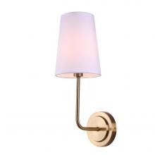 Canarm IWF2038B01GD - Amari 5.785 in. 1 Light Gold Sconce with White Fabric Shade