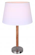  ITL2137B26BNW - Maly 1 Light Table Lamp with Brushed Nickel and Faux Wood Finish and White Shade