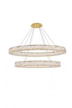  3503D48G - Monroe Integrated LED Light Gold Chandelier Clear Royal Cut Crystal