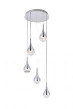  3805D14C - Amherst Collection LED 5 - Light Chandelier 15in X 9in Chrome Finish