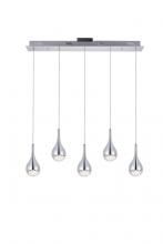  3805D33C - Amherst Collection LED 5 - Light Chandelier 34in X 4in X 9in Chrome Finish