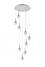  3809D24C - Amherst Collection LED 9 - Light Chandelier 24in X 9in Chrome Finish