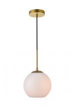  LD2207BR - Baxter 1 Light Brass Pendant With Frosted White Glass