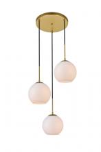  LD2209BR - Baxter 3 Lights Brass Pendant With Frosted White Glass