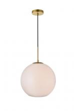  LD2217BR - Baxter 1 Light Brass Pendant With Frosted White Glass