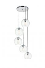  LD2226C - Baxter 5 Lights Chrome Pendant With Clear Glass