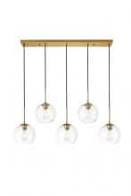  LD2228BR - Baxter 5 Lights Brass Pendant With Clear Glass