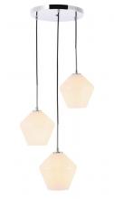  LD2259C - Gene 3 light Chrome and Frosted white glass pendant