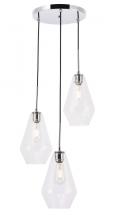  LD2262C - Gene 3 Light Chrome and Clear Glass Pendant